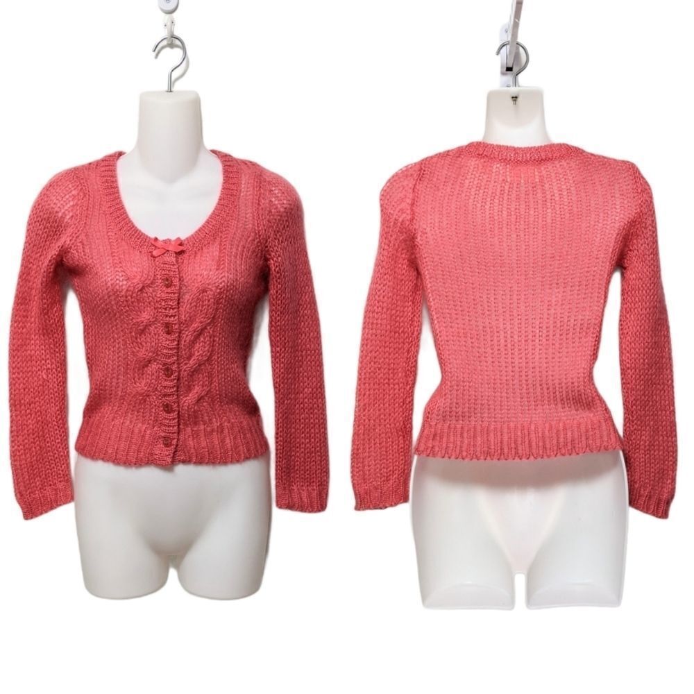 GUINEVERE Mohair Wool Pink Sweater Cardigan XS - Picture 5 of 5